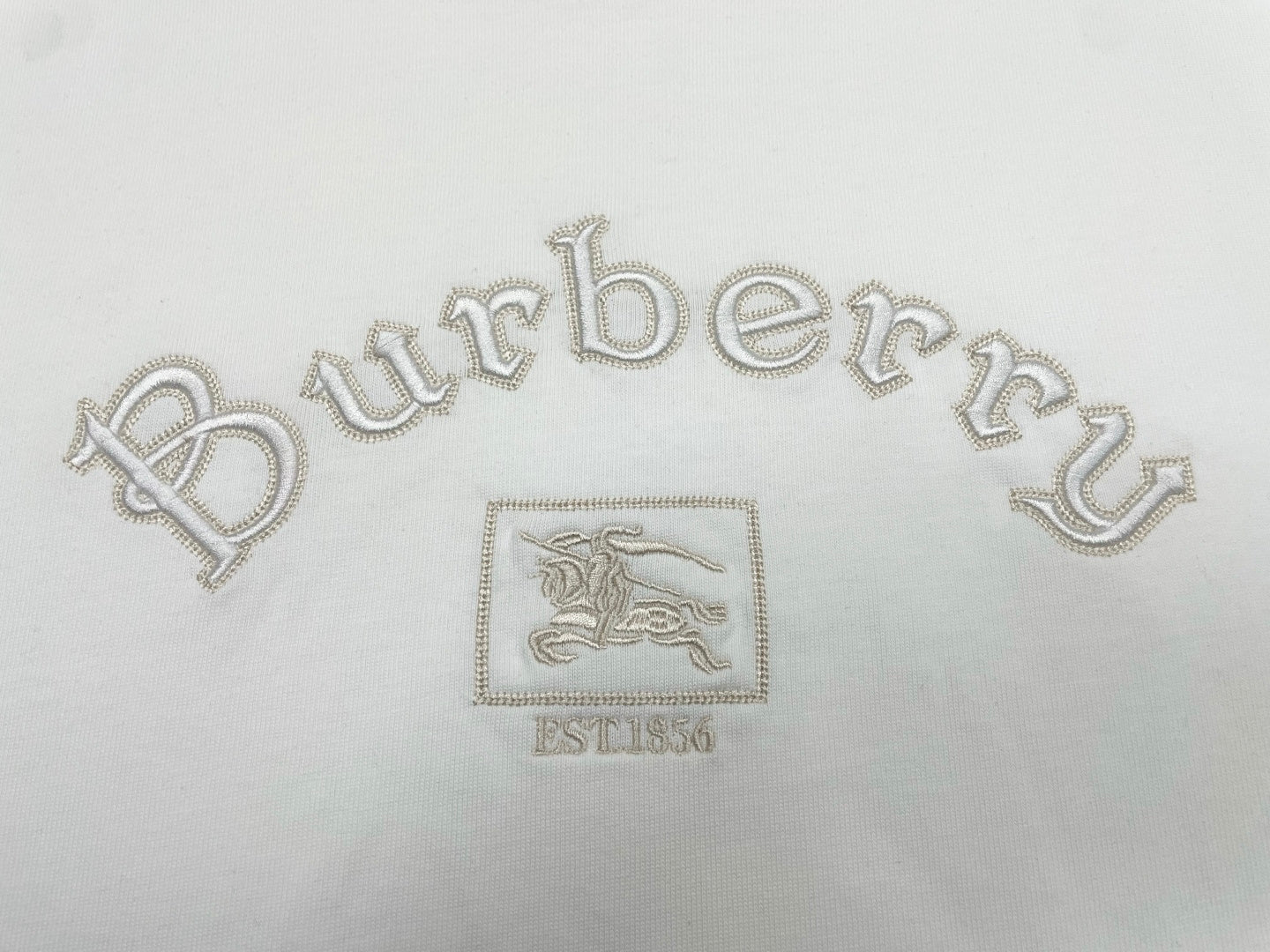 White T-shirt with large jeweled-style Burberry embroidered logo