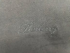 Burberry embroidered script logo on dark charcoal T-shirt fabric