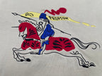 Burberry red graphic T-shirt with multicolor rider and animal illustration