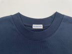 Navy crew-neck T-shirt collar with Burberry neck label