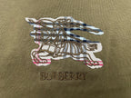 Brown Burberry T-shirt with embroidered horse graphic and 'BURBERRY' lettering