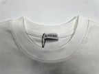 White crew-neck T-shirt collar with stitched Burberry neck label