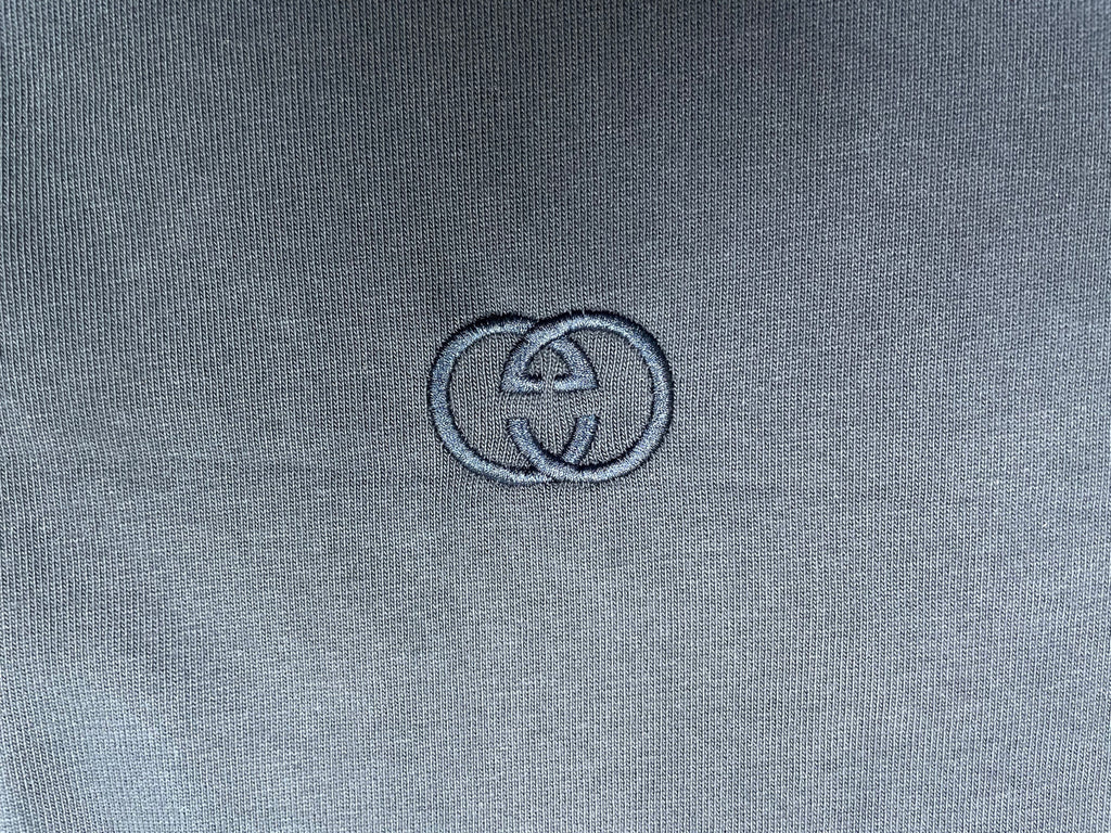 Navy T-shirt with small embroidered logo on chest