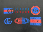 Dark Gucci T-shirt front with colorful logo graphics and GUCCI text