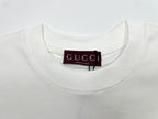 White short-sleeve T-shirt crew neck with Gucci label at collar