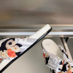 Fendi sandals, white slides with floral Fendi FF straps and gold ring embellishment