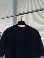 Black Gucci T-shirt with crew neck and subtle speckled bead texture