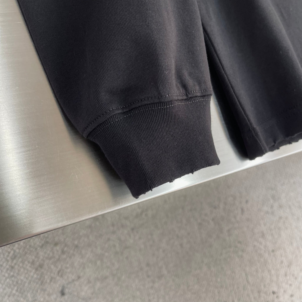 Balenciaga black crewneck sweatshirt sleeve cuff seam detail