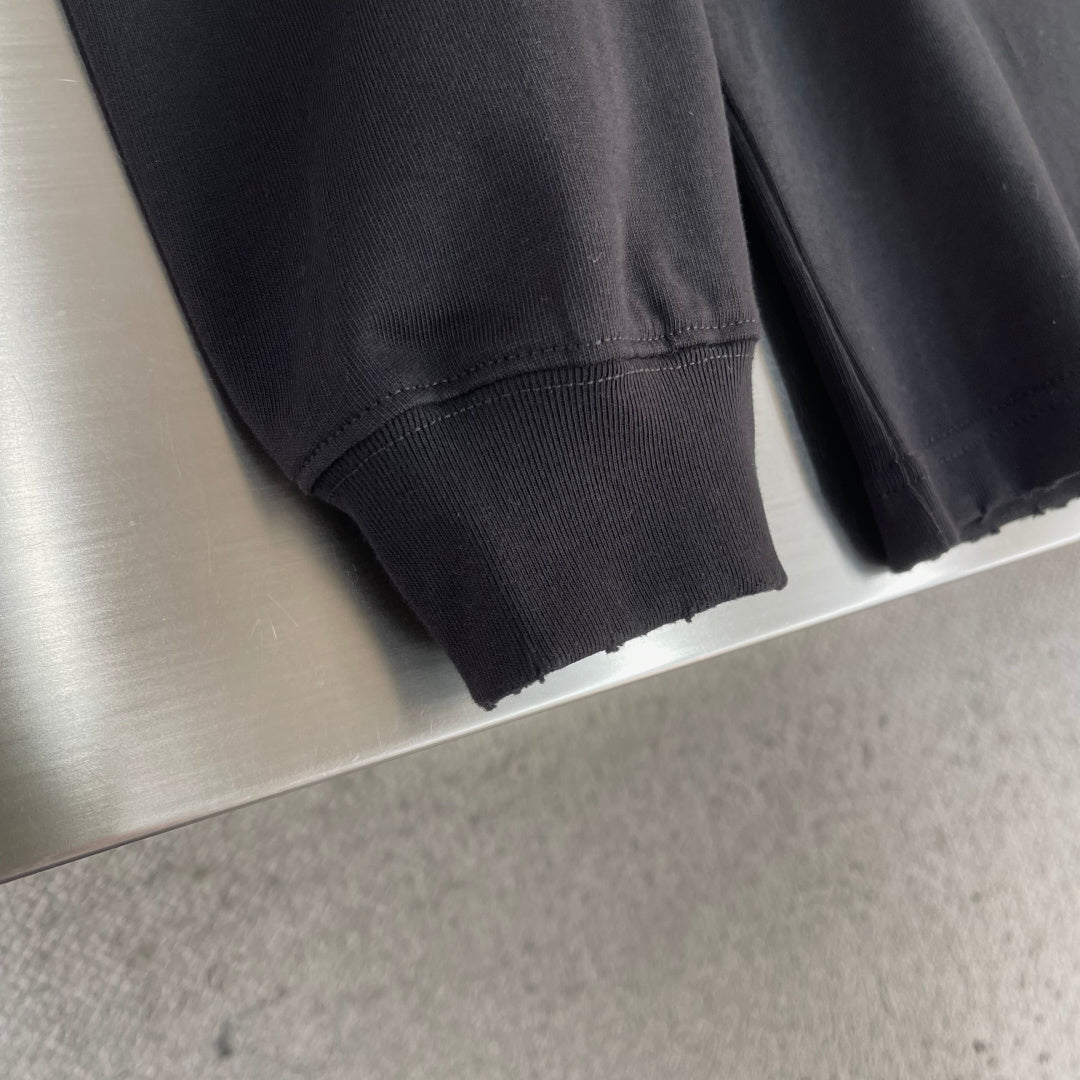 Balenciaga black crewneck sweatshirt sleeve cuff seam detail