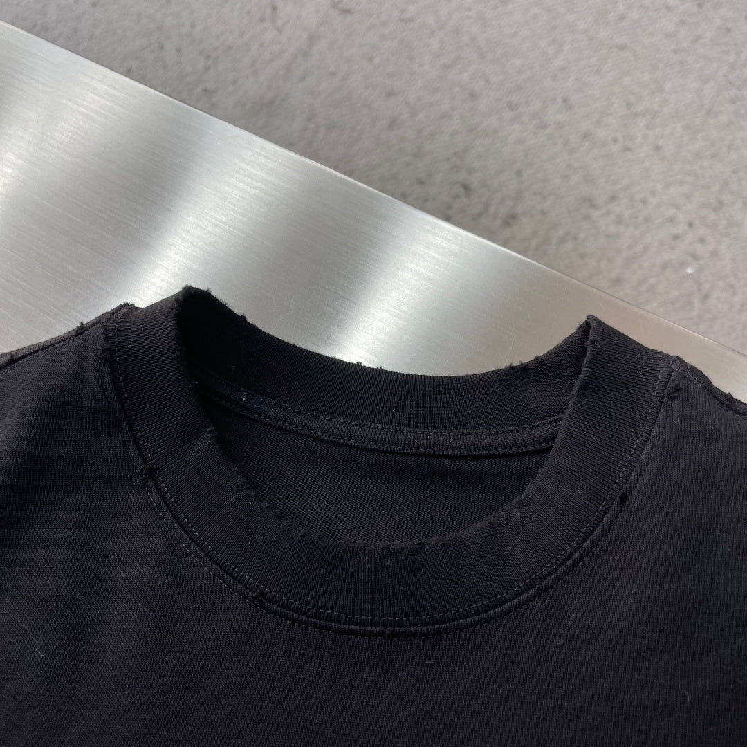 Balenciaga black crewneck long-sleeve sweatshirt ribbed collar detail
