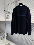 Balenciaga black crewneck long-sleeve sweatshirt back view with logo