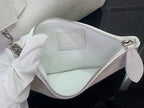 Louis Vuitton white leather bag with top zipper and interior label