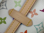 Beige leather strap with 'Louis Vuitton Paris' embossing and yellow stitching