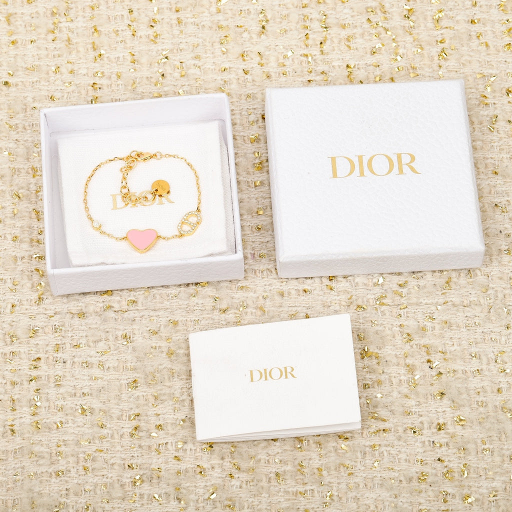 Heart charm bracelet in Dior gift box with heart charm bracelet inside