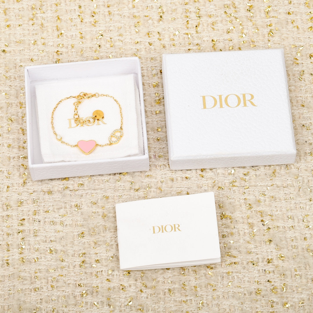 Heart charm bracelet in Dior gift box with heart charm bracelet inside