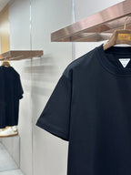 Navy crewneck short-sleeve T-shirt with chest pocket detail