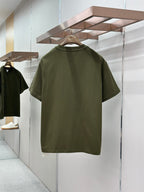 Olive green crew-neck T-shirt, back view