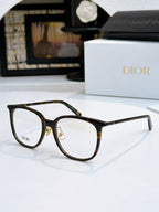 Tortoiseshell full-rim eyeglasses with Dior logo, gold-toned bridge detail