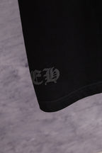 Black T-shirt with dark embroidered hem logo