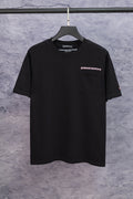 Black short-sleeve T-shirt with small Chrome Hearts chest logo and pocket detail