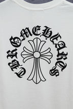 White T-shirt with large black floral cross front graphic