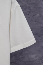 White short-sleeve T-shirt side view with crew neckline