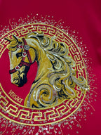 Versace horse Medallion graphic T-shirt print in gold and multicolor