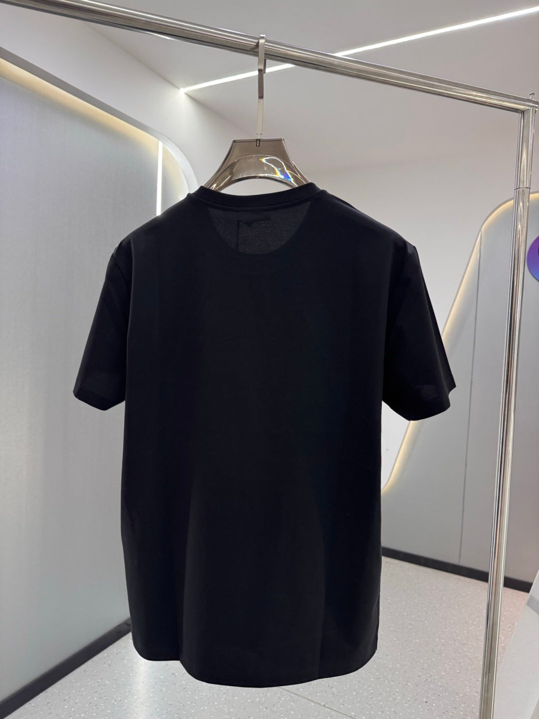 Versace T-shirt back view in dark navy, plain design