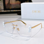 Dior oversized square sunglasses with clear lenses and white flower side detail