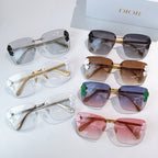 Assorted Dior oversized square sunglasses with gradient lenses and colorful flower accents
