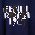 Fendi short-sleeve T-shirt front graphic text print in white and dark navy