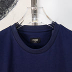 Fendi short-sleeve T-shirt neckline with small FENDI logo tag at the collar