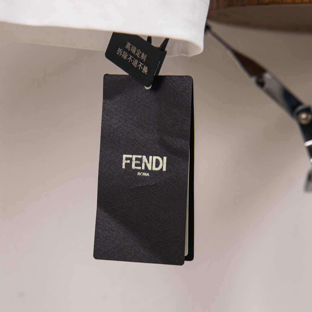 Black Fendi hang tag with logo and Roma text