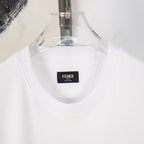 White Fendi T-shirt neckline with black FENDI label