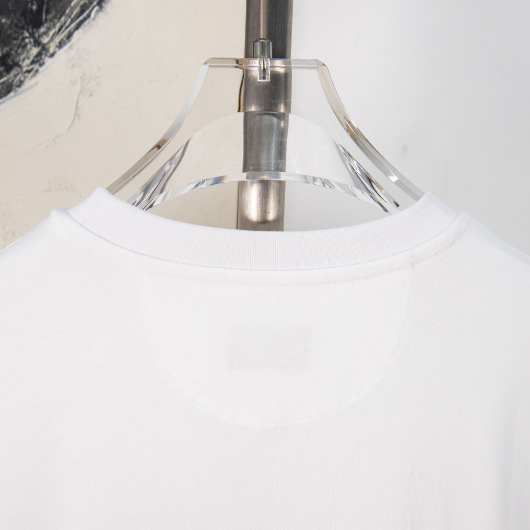White Fendi T-shirt with ribbed crew neck