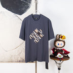 Fendi short-sleeve T-shirt in dark blue with Fendi logo graphic on front