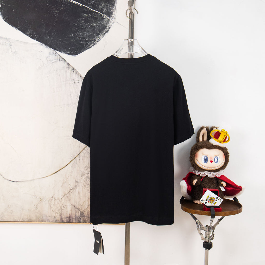 Fendi black short-sleeve T-shirt front view with FENDI logo