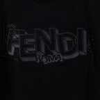 Fendi black short-sleeve T-shirt with studded FENDI logo graphic