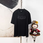 Fendi black short-sleeve T-shirt with FENDI logo on the front