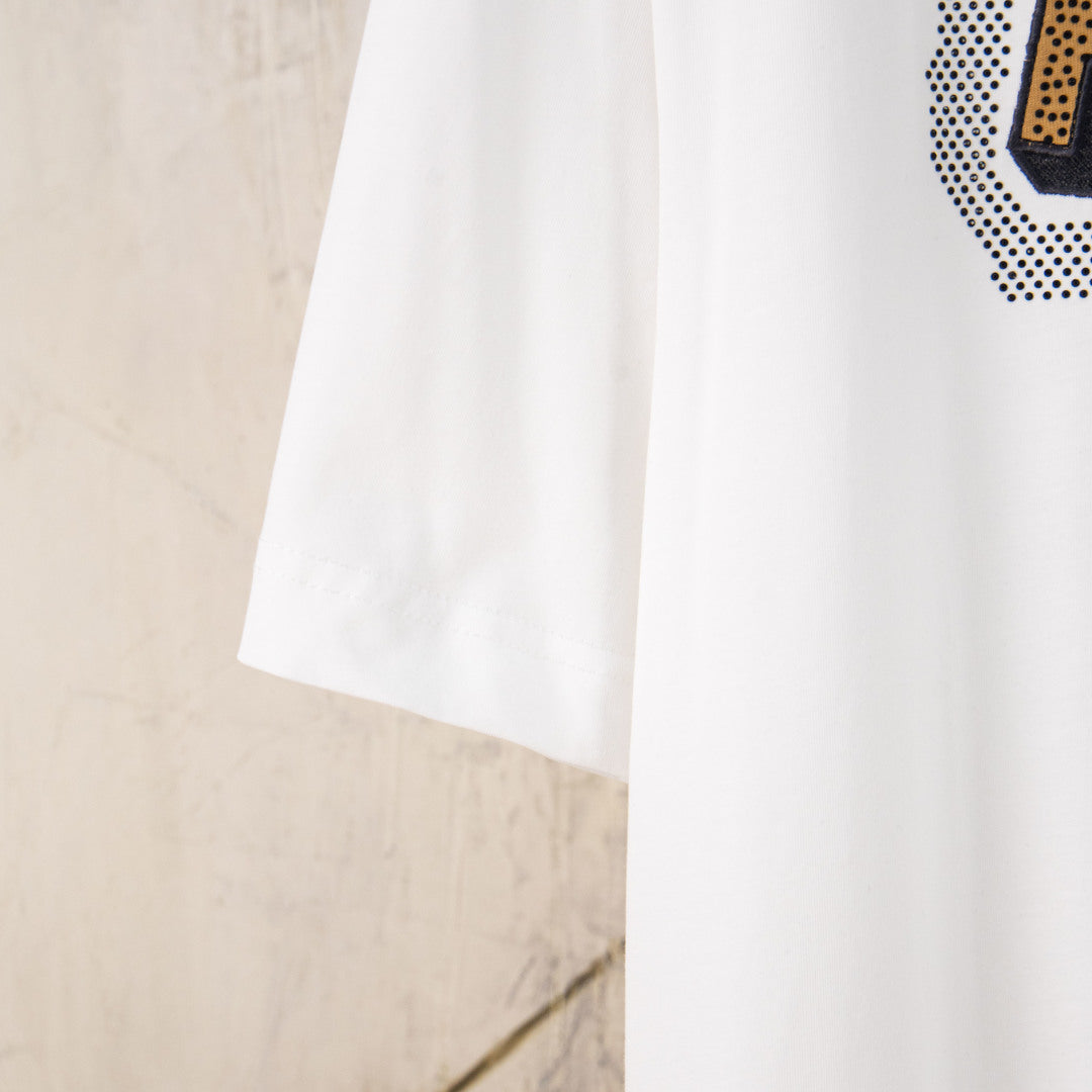 White Fendi T-shirt side view with straight hem