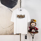White Fendi T-shirt with large FENDI ROMA logo graphic on chest