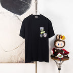 Black Dior T-shirt with colorful crest patches