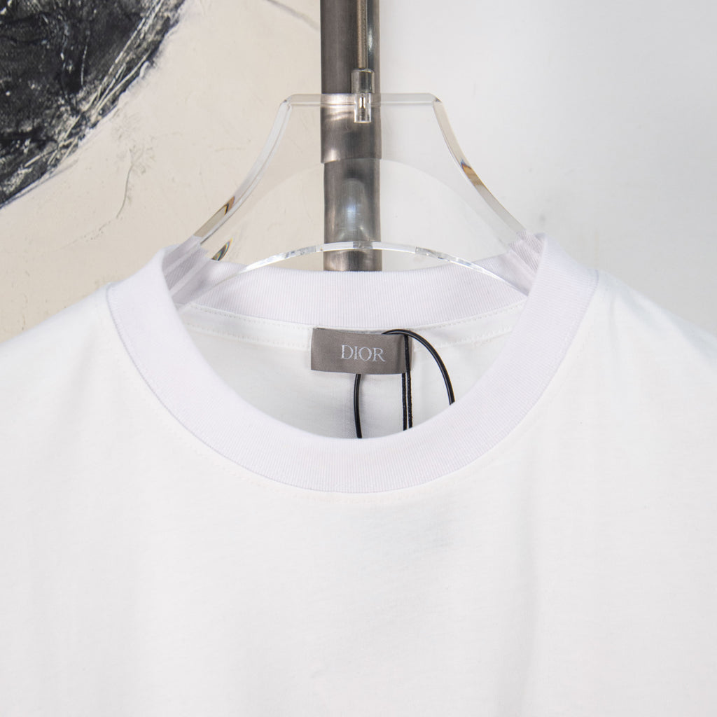 White Dior T-shirt crew neck with inner label at collar