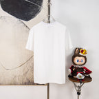 White Dior short-sleeve T-shirt on hanger with front patch graphic