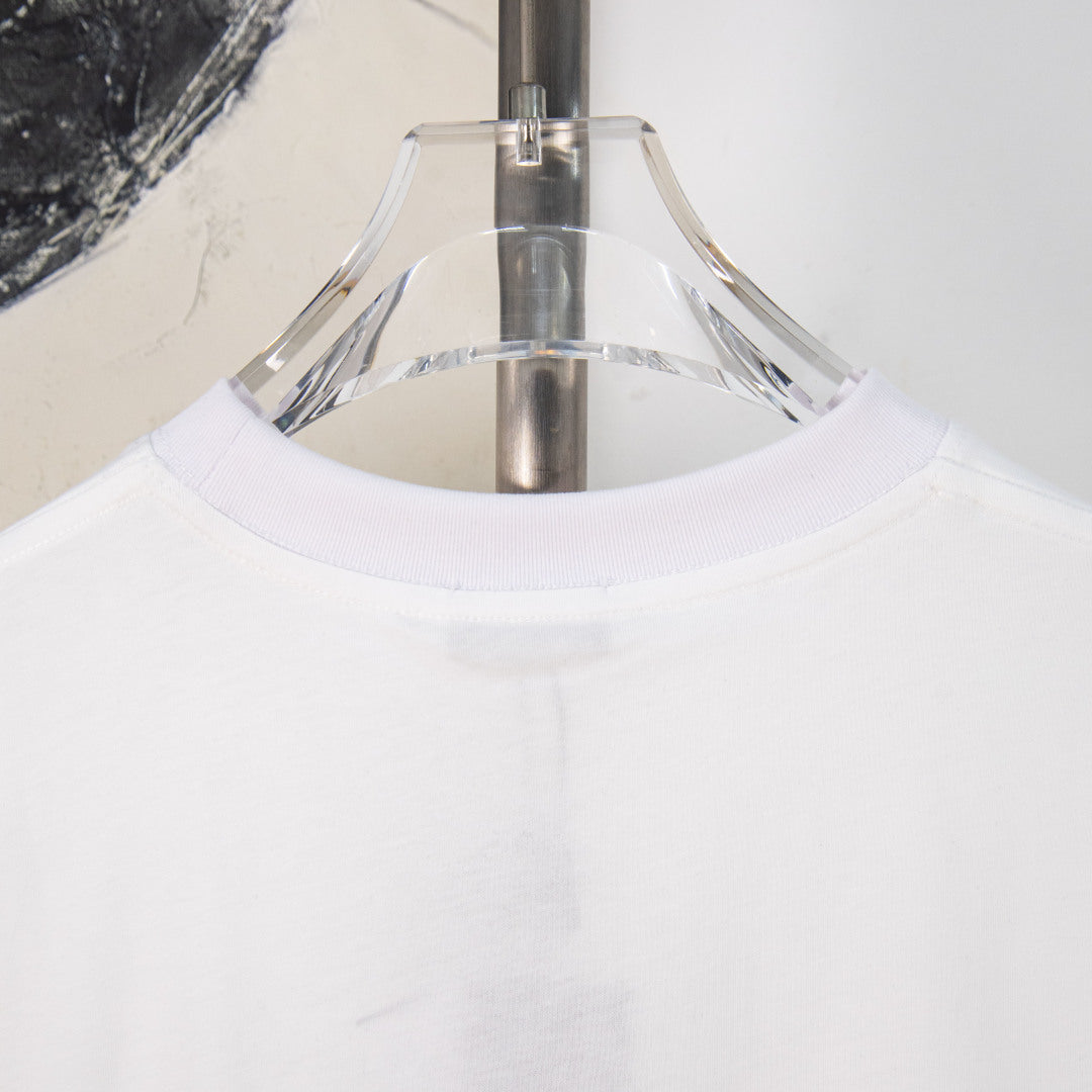 White Dior T-shirt collar and neckline with ribbed crew neck