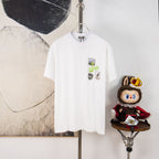 White Dior short-sleeve T-shirt with front chest patch graphic