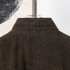 Prada dark denim jacket back with stand collar