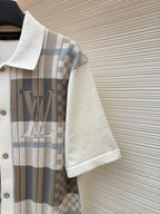 Louis Vuitton short-sleeve shirt with vertical monogram pattern and plaid detailing