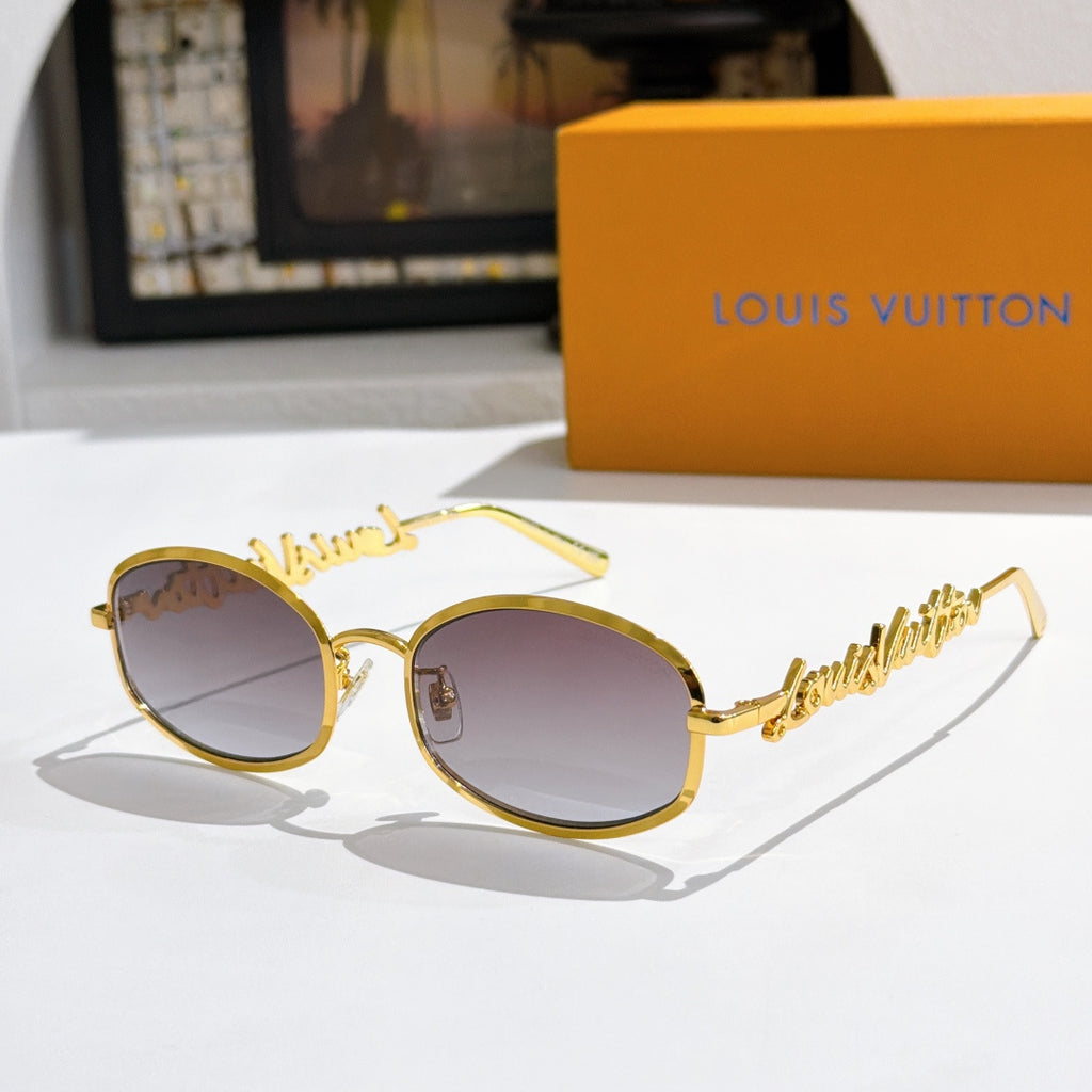 Louis Vuitton sunglasses, gold frame with pink gradient lenses