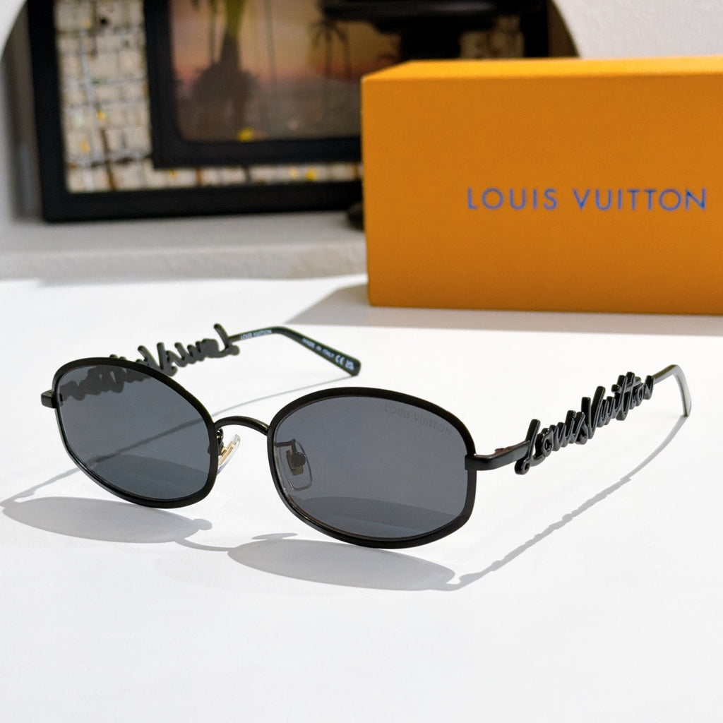 Louis Vuitton sunglasses, black frame with dark gray lenses